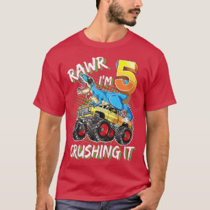 Kids 5 Year Old Birthday Boy Girl T rex 5th Bday M T-Shirt