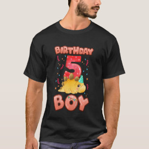 Kids 5 Year Old Birthday Boy Little Dinosaur With T-Shirt