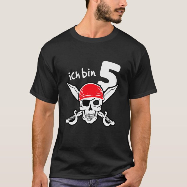Kids 5 Year Old Birthday Boy Pirate T-Shirt (Front)