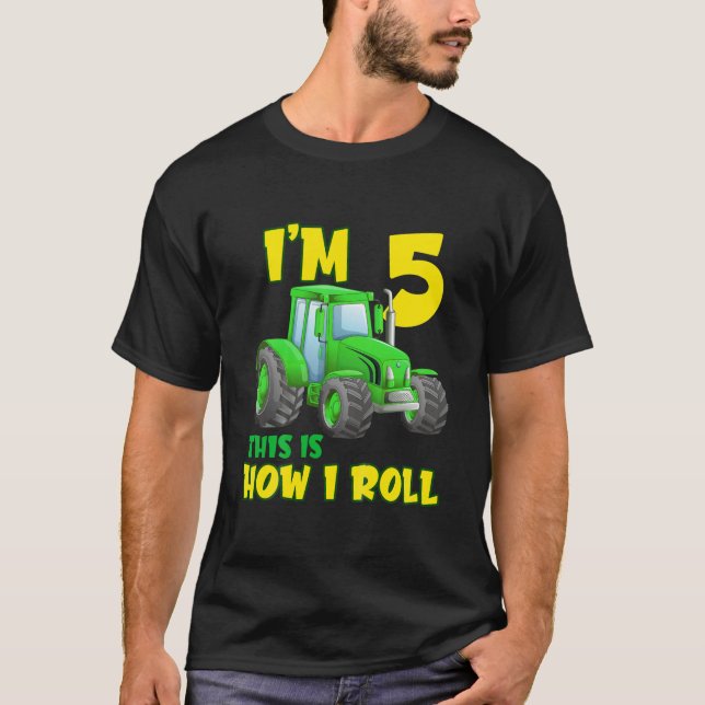 Kids 5 Year Old Birthday Boy Tractor Tractor 5Th B T-Shirt (Front)