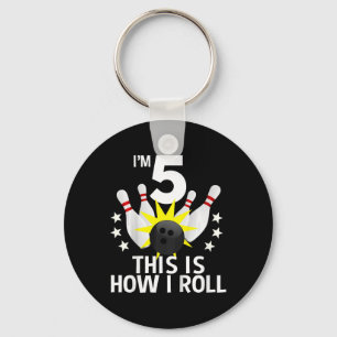 Kids 5 Year Old Bowling Birthday Party Shirt How I Key Ring