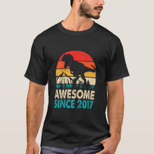 Kids 5 Year Old Boy Dinosaur T Rex Awesome Since 2 T-Shirt