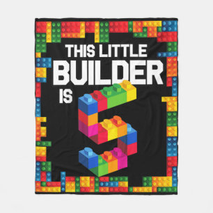 Kids 5 Year Old Building Blocks Birthday  Brick 5t Fleece Blanket