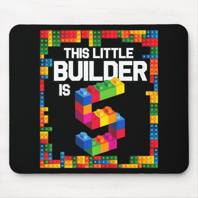 Kids 5 Year Old Building Blocks Birthday  Brick 5t Mouse Pad (Front)