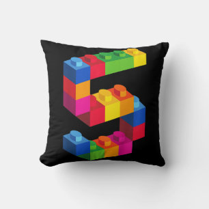 Kids 5 Year Old Building Blocks Birthday  Bricks 5 Cushion