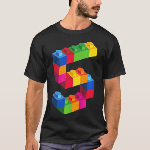 Kids 5 Year Old Building Blocks Birthday  Bricks 5 T-Shirt