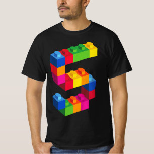 Kids 5 Year Old Building Blocks Birthday  Bricks 5 T-Shirt