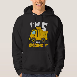 Kids 5 Year Old Cute Construction Truck Birthday 5 Hoodie