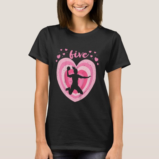 Kids 5 Year Old Cute Handball Birthday Girl 5th B  T-Shirt (Front)