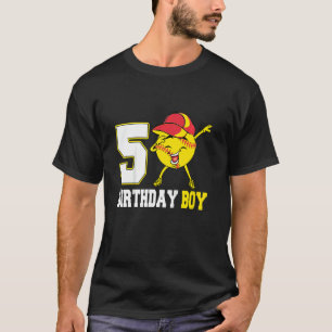Kids 5 Year Old  Dabbing Softball 5th Birthday Boy T-Shirt