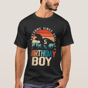 Kids 5 Year Old Dinosaur 5th Birthday Boy Awesome  T-Shirt