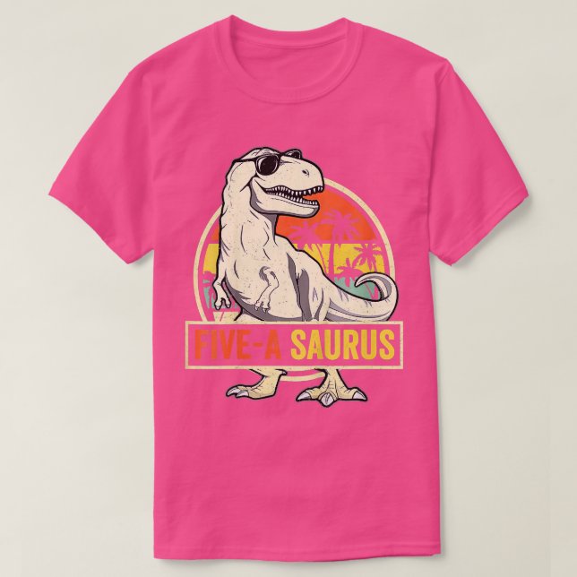 Kids 5 Year Old Dinosaur Birthday 5th  Rex Dino Fi T-Shirt (Design Front)