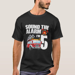 Kids 5 Year Old Firefighter Birthday Fire Truck En T-Shirt