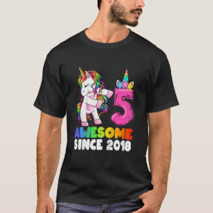 Kids 5 Year Old Girls Teens Flossing Unicorn 5th T-Shirt