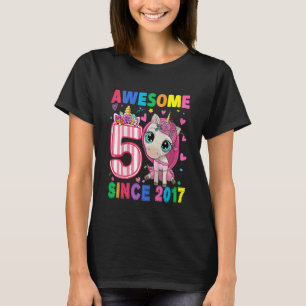 Kids 5 Year Old Girls Teens Unicorn 5th Birthday T-Shirt