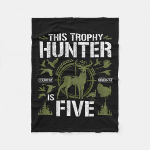 Kids 5 Year Old Hunting Birthday Party Duck Deer H Fleece Blanket