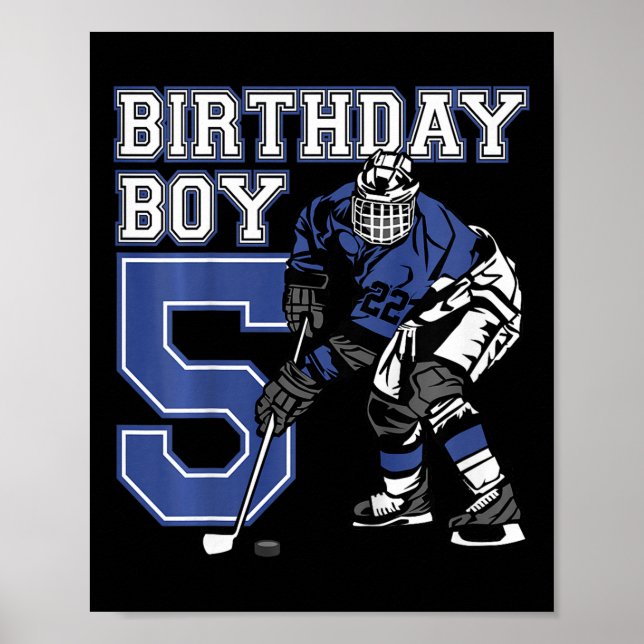 Kids 5 Year Old Ice Hockey Themed Birthday Party 5 Poster (Front)