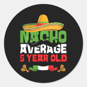 Kids 5 Year Old Mexican Fiesta 5th Birthday Party  Classic Round Sticker