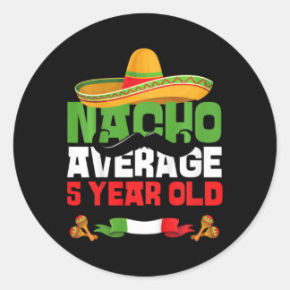 Kids 5 Year Old Mexican Fiesta 5th Birthday Party Classic Round Sticker