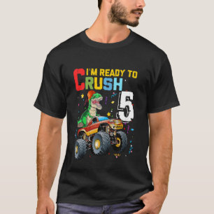 Kids 5 Year Old Monster Truck Dinosaur 5th Birthda T-Shirt