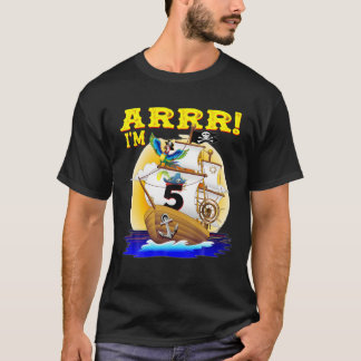 Kids 5 Year Old Pirate Birthday Pirates Ship ARR 5 T-Shirt