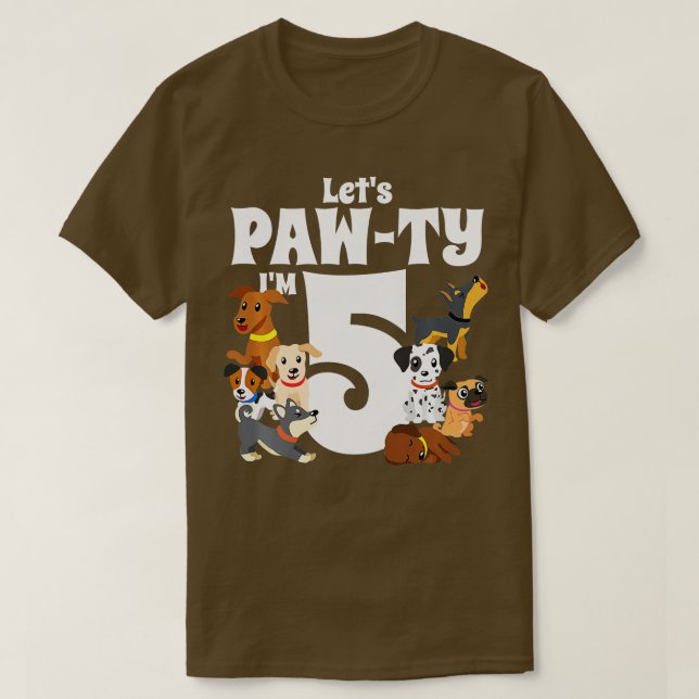 Kids 5 Year Old Puppy Dog Birthday Pawty Dogs 5th  T-Shirt (Design Front)