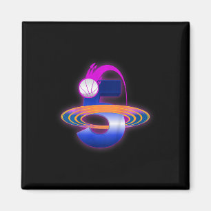 Kids 5 Year Old Space Basketball 5th Birthday Part Magnet