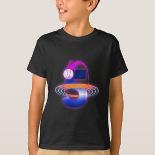 Kids 5 Year Old Space Basketball 5th Birthday Part T-Shirt