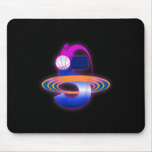 Kids 5 Year Old Space Bysketbyll 5th Birthday Part Mouse Pad