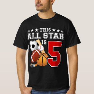 Kids 5 Year Old Sports Star Birthday Party All Spo T-Shirt