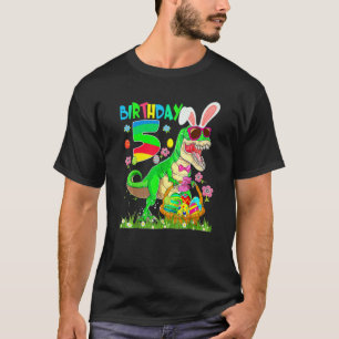Kids 5 Year Old T Rex Dinosaur Easter Bunny Egg 5t T-Shirt