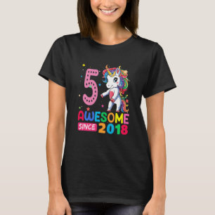 Kids 5 Year Old Unicorn Flossing 5th Birthday Gir T-Shirt