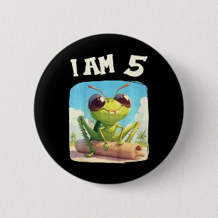 Kids 5 Years Old 5 Birthday Crickets Boy Girl Cric 6 Cm Round Badge