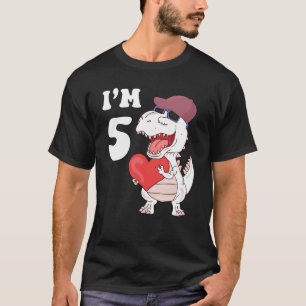 Kids 5 Years Old 5th Birthday Dinosaur I'm 5 Rex B T-Shirt