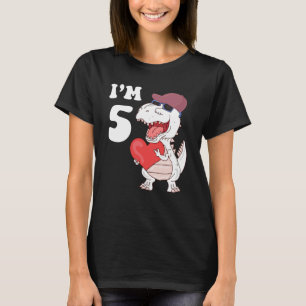 Kids 5 Years Old 5th Birthday Dinosaur I'm 5 Rex B T-Shirt