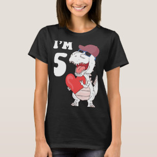 Kids 5 Years Old 5th Birthday Dinosaur I'm 5 Rex T-Shirt