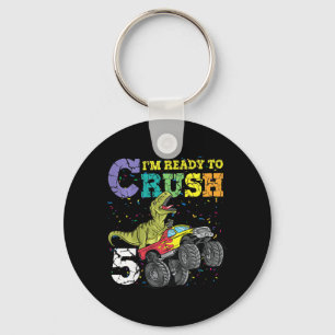 Kids 5 Years Old 5th Birthday Dinosaur Trex  boy g Key Ring