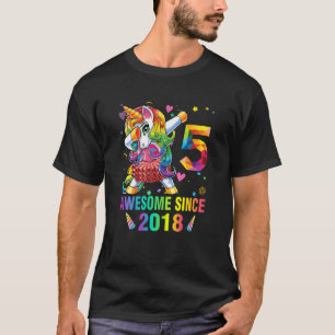 Kids 5 Years Old 5th Birthday Unicorn Dabbing  Gir T-Shirt