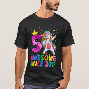 Kids 5 Years Old Awesome Since 2017 Dabbing Unicor T-Shirt