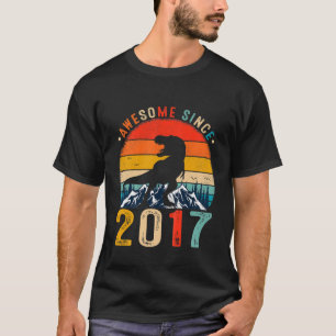 Kids 5 Years Old Awesome Since 2017 Dinosaur 5Th B T-Shirt