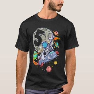 Kids 5 Years Old Birthday Boy Astronaut 5th Birthd T-Shirt