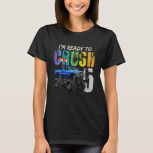 Kids 5 Years Old Boy  5th Birthday  Monster Truck  T-Shirt