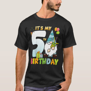 Kids 5 Years Old Boy Birthday Gift Gnome Shirt 5th