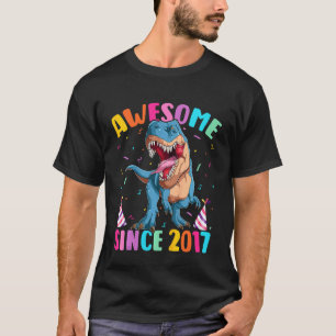 Kids 5 Years Old Dinosaur Lover Awesome Since 2017 T-Shirt