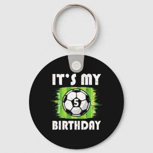 Kids 5 Years Old Kids Soccer Player 5th Birthday B Key Ring