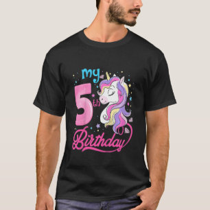 Kids 5 Years Old Unicorn Face 5th Birthday Girl Un T-Shirt