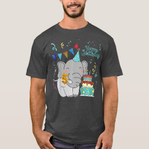 Kids 5st Happy Birthday Design Costume Elephant Fo T-Shirt