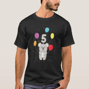 Kids 5th Birthday 5 Years Koala Balloons Australia T-Shirt