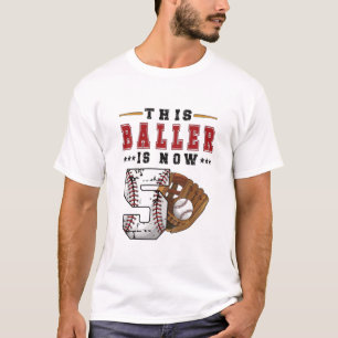 Kids 5Th Birthday Baseball Boy Five Year Old Baseb T-Shirt