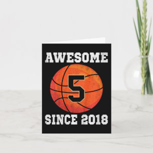 Kids 5th Birthday Basketball Lover 5 Years Old Vin Card